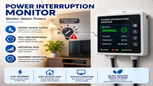 power interruption monitor used to monitor electrical stability and protect connected equipment