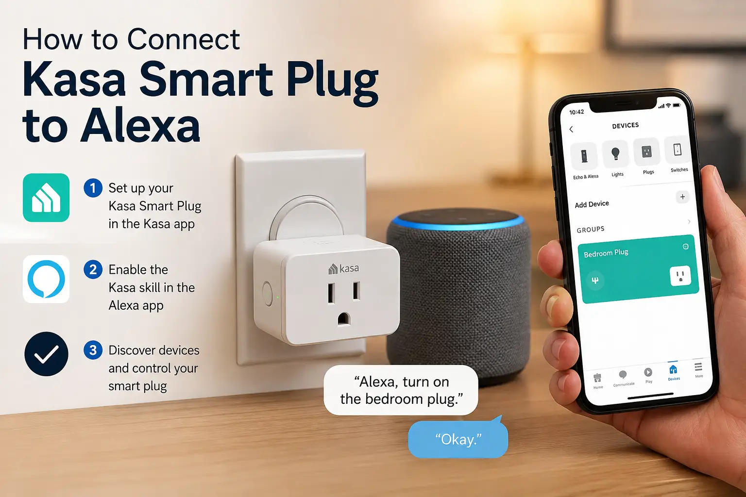 How to connect Kasa Smart Plug to Alexa using the Kasa and Alexa apps for voice control